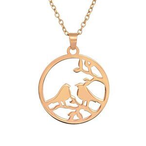 Rose Gold Love Birds Necklace